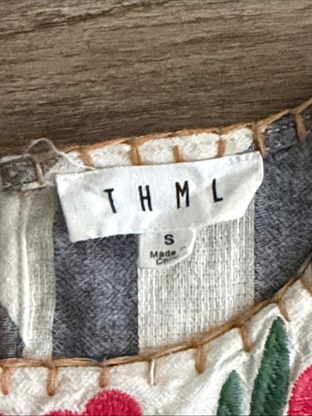 THML White and Navy Striped Embroidered Floral Yoke Blouse - Picture 3 of 4